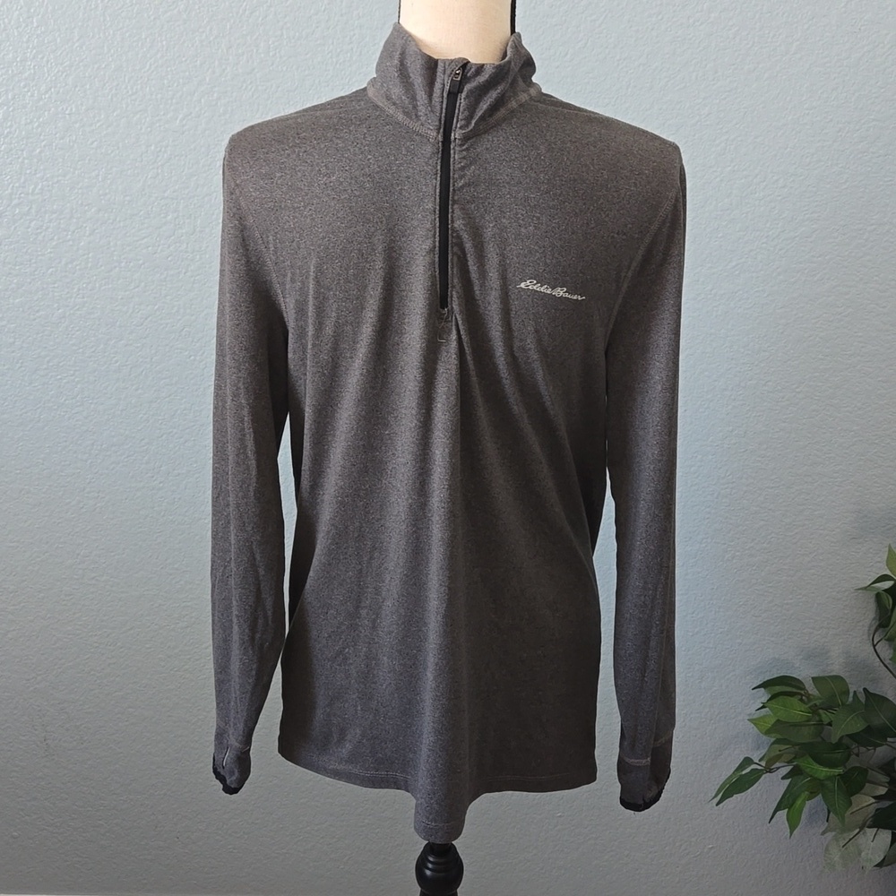 EDDIE BAUER Men's Quarter zip Free Heat Long Sleeve Activewear Top Gray Small